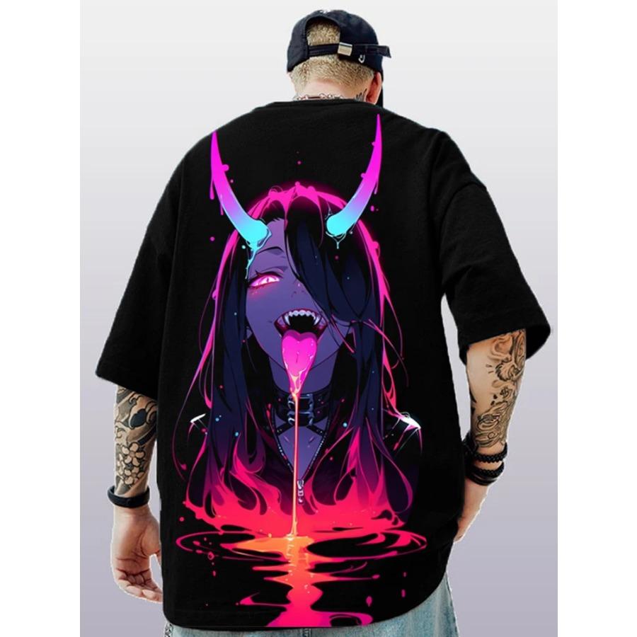 

2024 Женские летние модные футболки для мужчин и женщин унисекс большого размера с героями аниме в японском стиле в уличном стиле супер крутые парные футболки XL