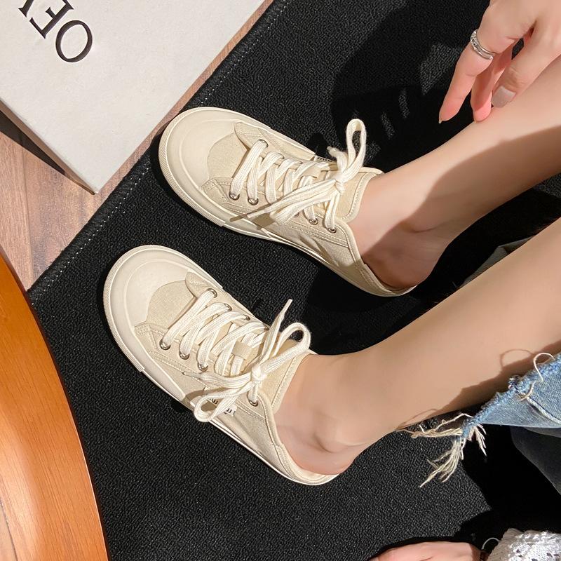 Yuexinwang Leather Flat for Huizhou Women's Shoes Su Yinyin Same Shoes Front Lace-up Casual Spring New Canvas Shoes