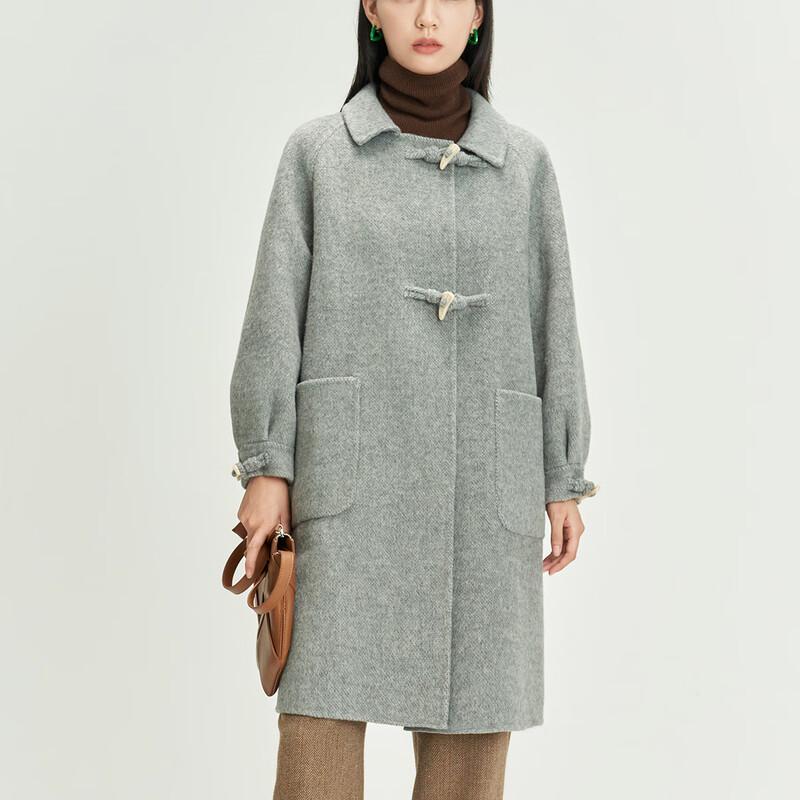 

Women s Loose Fit Double-Sided Wool Blend Lapel Coat S