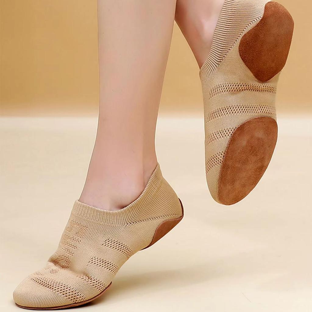 Women Jazz Latin Dance Shoes Ladies Ballroom Yoga Ballet Shoes Breathable Flying Mesh Flat Practice Modern Girls Dance Sneakers