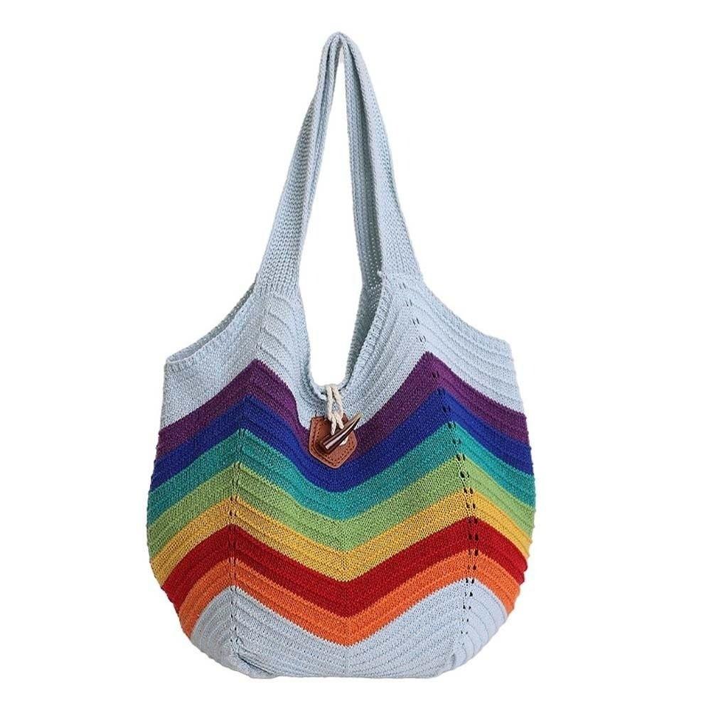 Breathable Crochet Shoulder Bag Large Capacity Seaside Vacation Handbag Knitted Tote Bag  Female