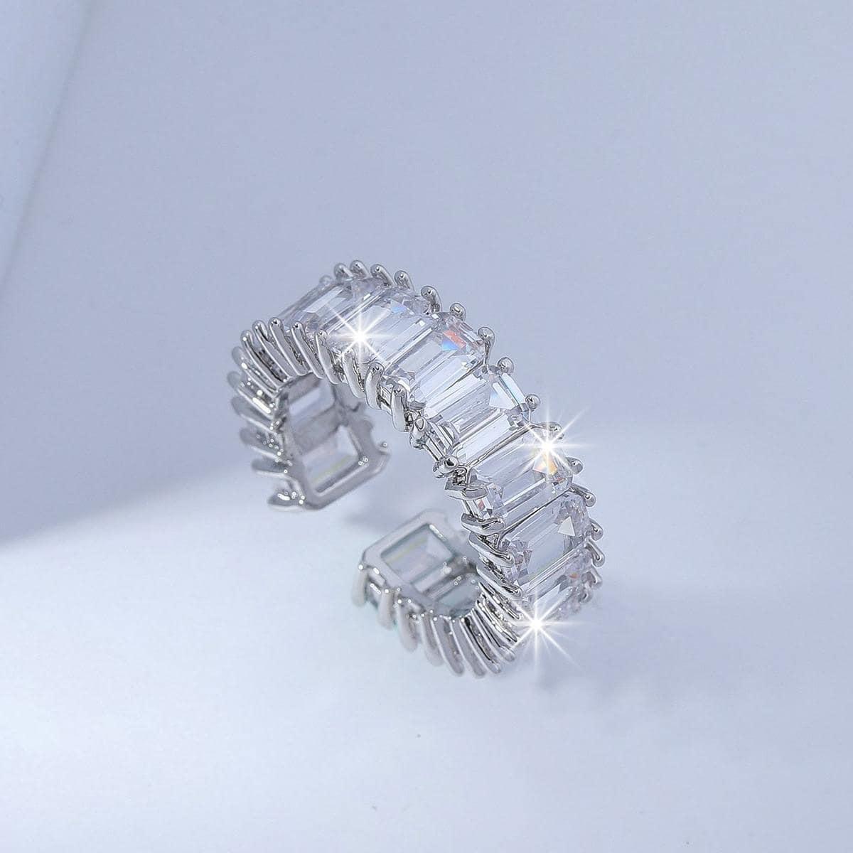 

ins cold wind personality diamond square ring temperament inlaid zircon fashion versatile ring niche design square ring