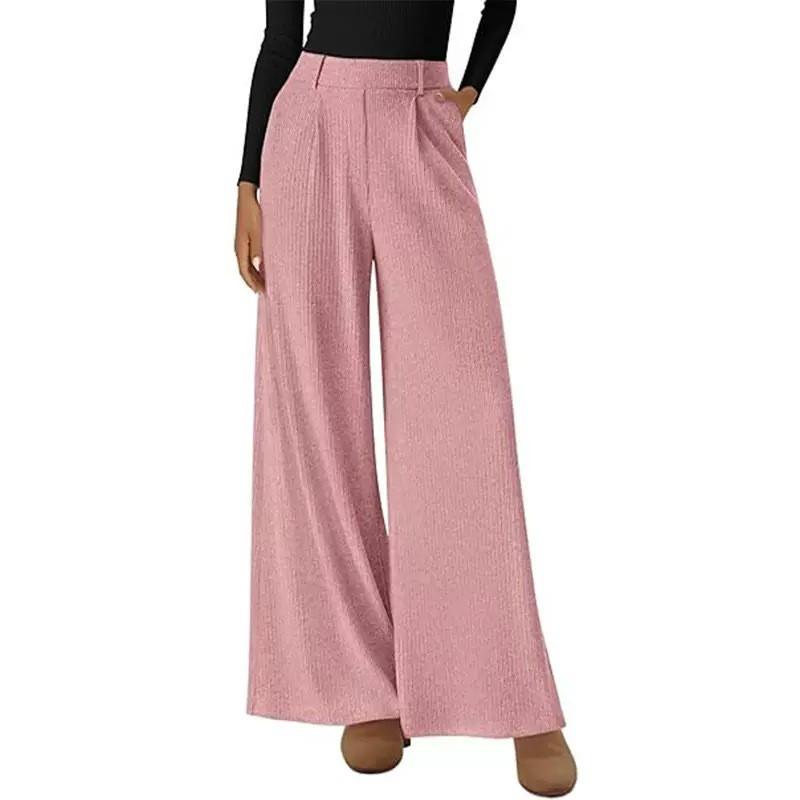 Womens High-Waisted Straight Leg Wide Pants Soft Comfortable Casual Trousers Winter 2026