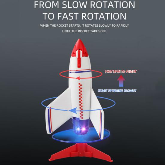 Auto Landing Kids Rocket Toy with Base Helicopter-like Propellers Fun Rechargeable Educational