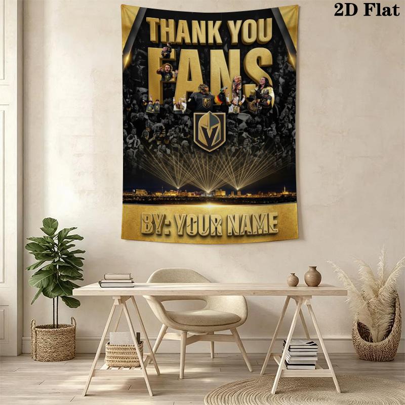 Name Custom Vegas Golden Knights Wall Tapestry Aesthetic Wall Hanging Printed Fabric Blanket Decorative Tapestries for Bedroom Living Room Home Decor