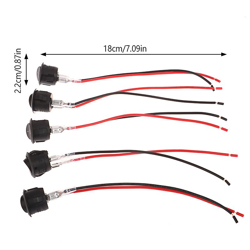 5Pcs Round Rocker Switch On Off Spst Mini Toggle Switch 12V For Car Automotive Rv 2 Pin Switch Mini Rocker Switch With Wire
