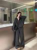 Women's Autumn/Winter Loose-Fit Striped Hoodie Jacket & Wide-Leg Pants Two-Piece Set