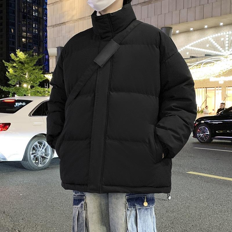 Big Size Cotton Clothing Men and Women Paragraph Winter Thickened Bread Clothing Stand-up Collar Cotton Jacket Loose Thickened Cotton Coat Men