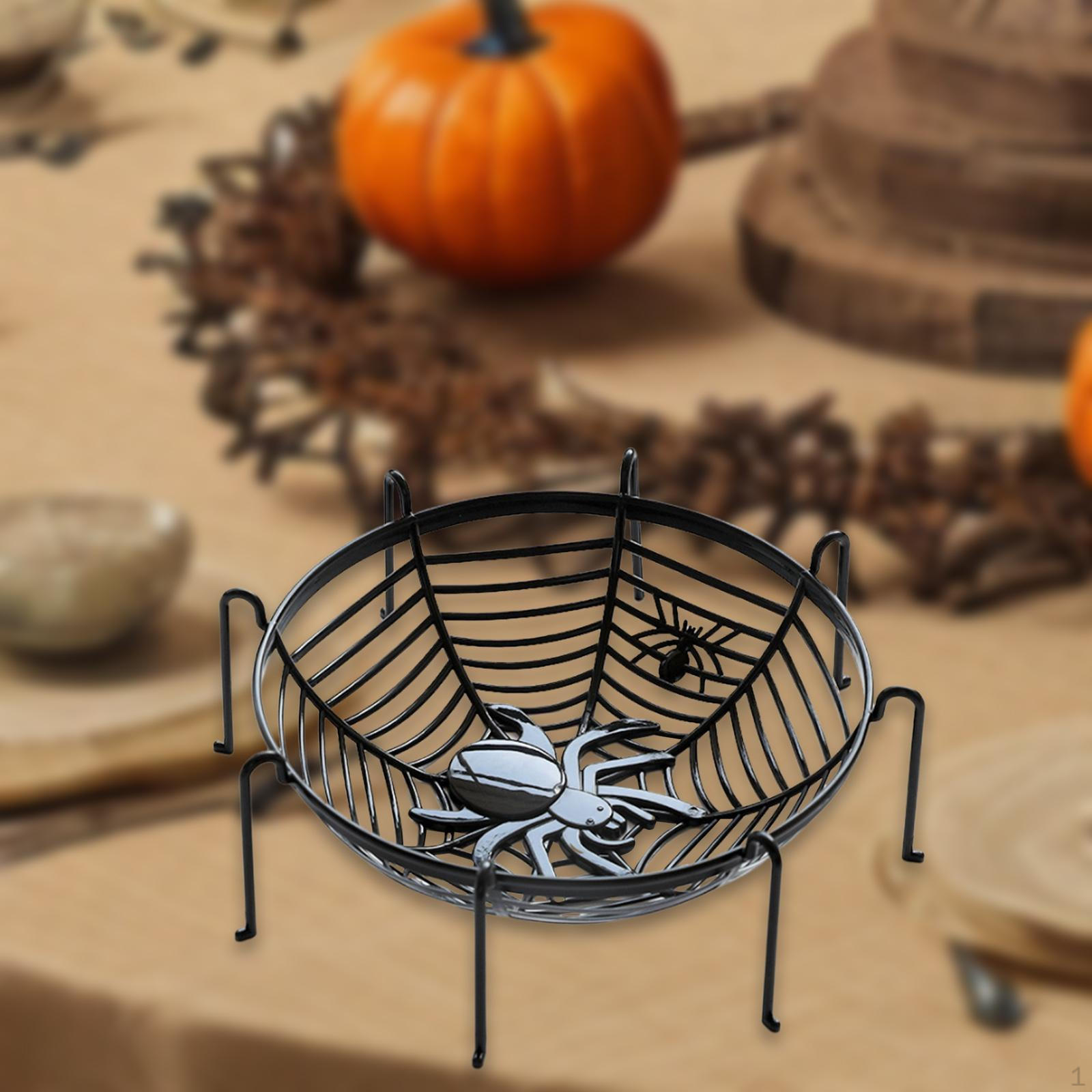 

Чаша для цукерок Хеллоуїн Кошик з павутиною Святкова атмосфера Домашня кава Тримач для трюків або частувань black with stand