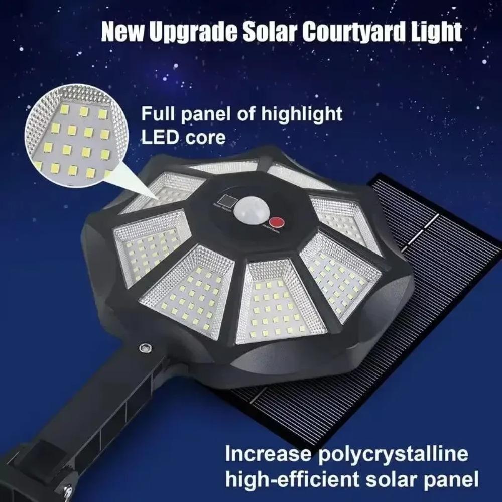 Outdoor Solar Flood Light 168LED Motion Sensor IP65 Waterproof Octagonal Design Dusk to Dawn 360° Adjustable Parking Lot Lights