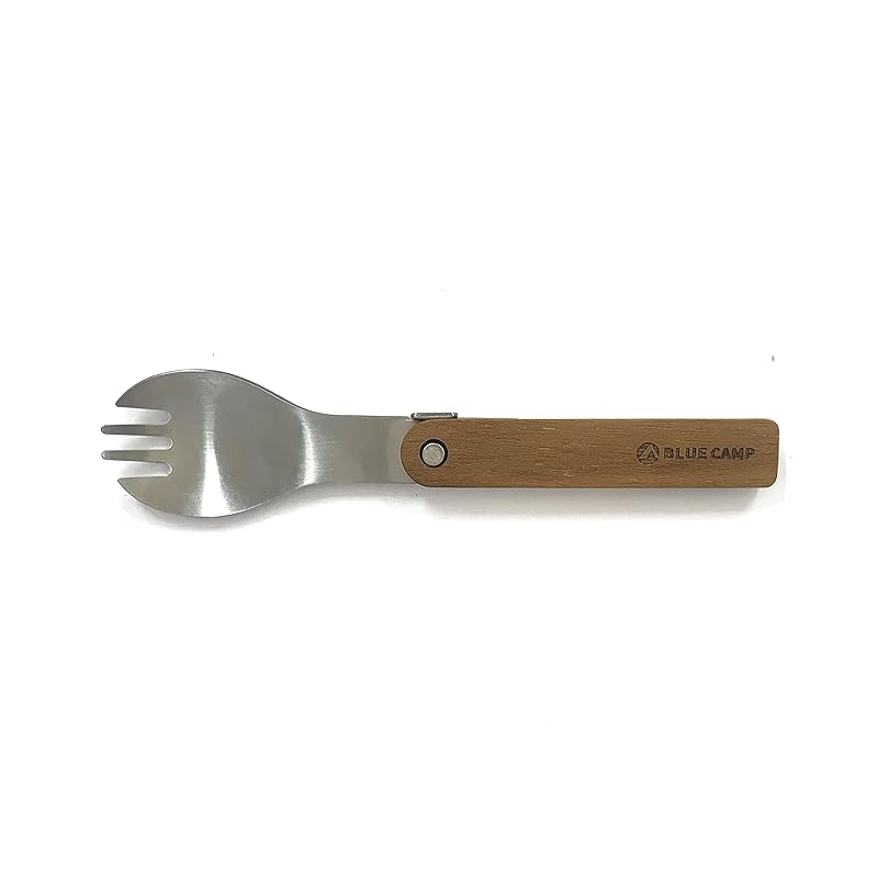 

BLUE CAMP folding spoke SILVER silver FOLDING SPORK stainless steel split spoon