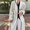 [Autumn and Winter] Simple Suit Loose Double-sided Wool Coat Double-breasted Long White