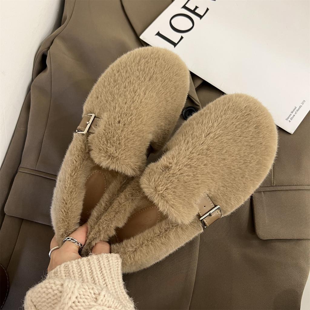 Autumn and winter office Mao Mao shoes 22 years old new velvet Doudou shoes wear cotton shoes to keep warm thick-soled soft-soled ladyshoes