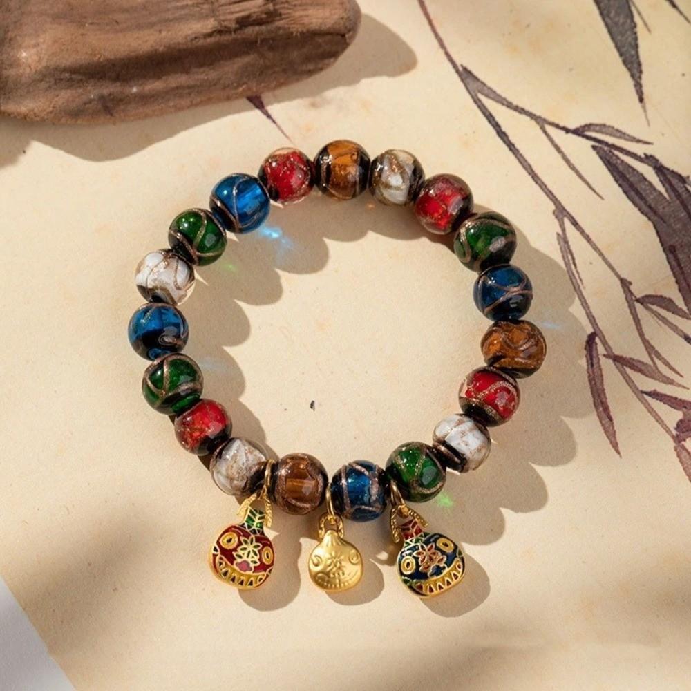 Family of Three Incense Gray Bracelet Glass Material Colored Glaze Bracelet  Wealth Attraction