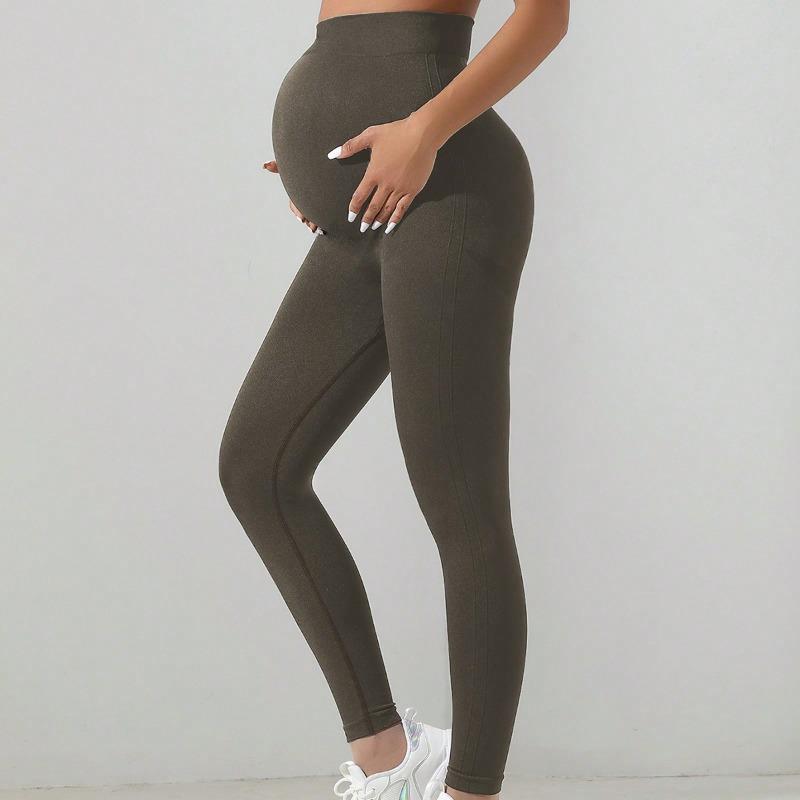 Fashion Solid Women Pregnant Yoga Pants High Waisted Slim Fit Exercise Seamless Yoga Legging Women Casual Push Up Pregnant Yoga Joggings 24416