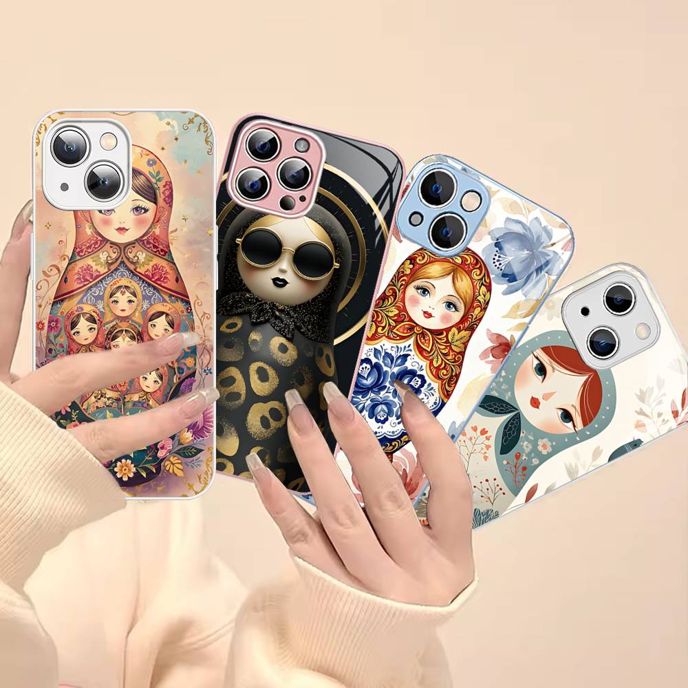 Classic Matryoshka Doll For IPhone 14 13 12 Mini 11 Pro XS Max X XR 14 Plus Tempered Glass Cover