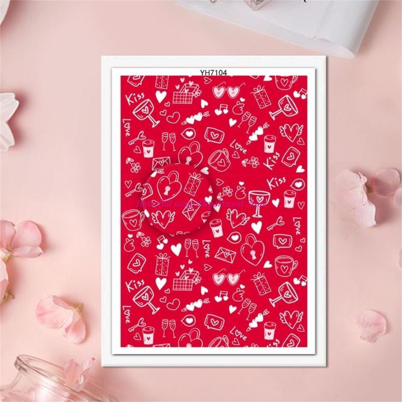 4Pieces Valentine Love Heart Transfer Paper 95x138mm Clay Earrings Water Soluble Transfer Paper for Jewelry Making