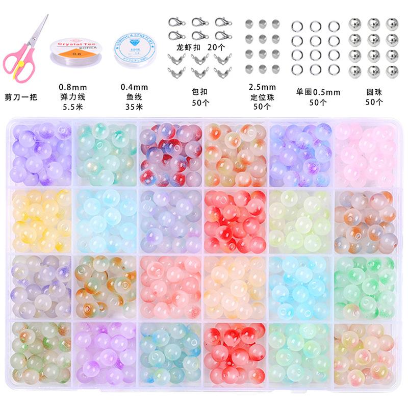 8mm Glas Gelee Kristall Runde Perlen Materialpaket Handgemachtes DIY Armband Zubehör Set Perlen Set