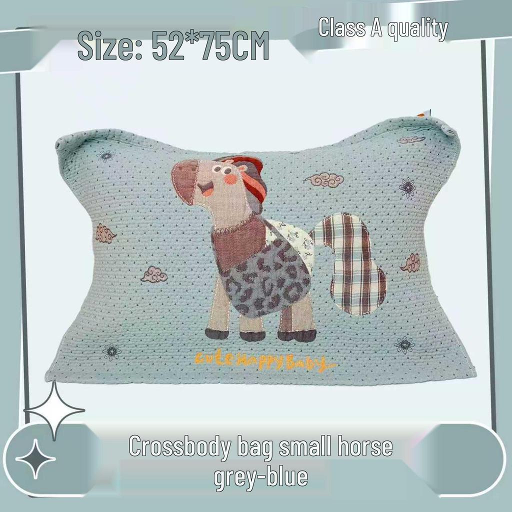 Cartoon Cotton Gauze Pillowcase Set: Soft, Breathable, Sweat-Absorbent Pillow Covers.