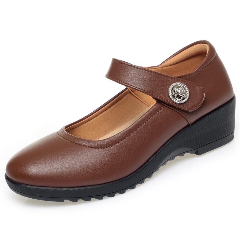 

Модные лоферы AIYUQI 2025 новая женская обувь Нескользящие и удобные клиновидные каблуки Женская обувь Обувь больших размеров для матерей среднего возраста женская 43 коричневый