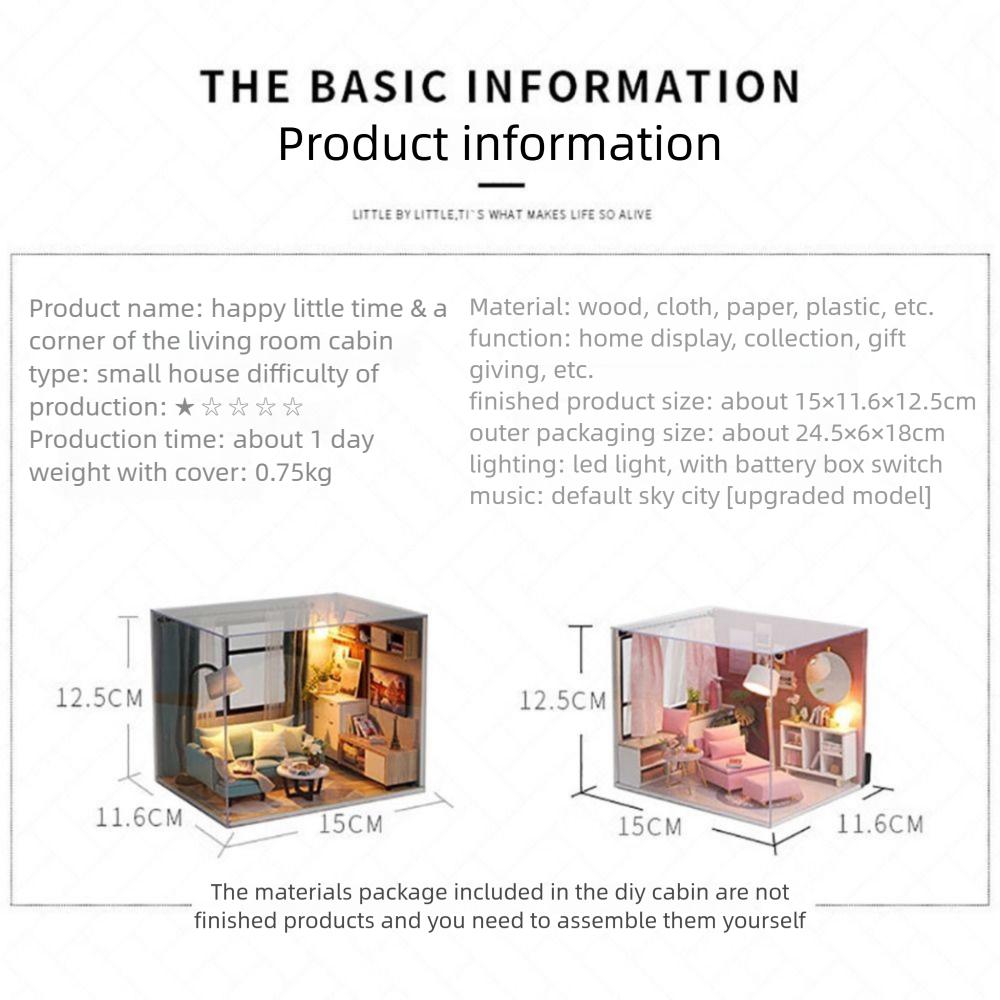 Wood Handmade Assembly Dollhouse Models Princess Room Miniature Doll House  Model Toy