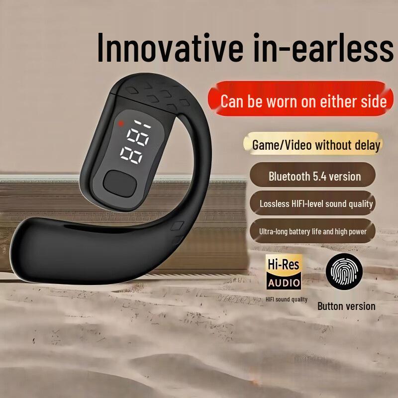 Smart Digital Display Wireless Bluetooth Earbuds with Left/Right Wear, Ultra-Long Standby, Non-In-Ear Design, and High-Quality Sound