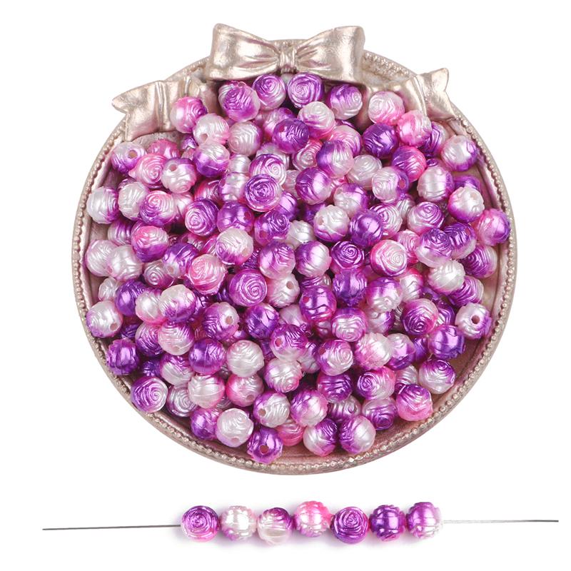 100pcs/bag Color Gradient Rose Beaded DIY Handmade Bracelet Necklace Earrings Jewelry Accessories