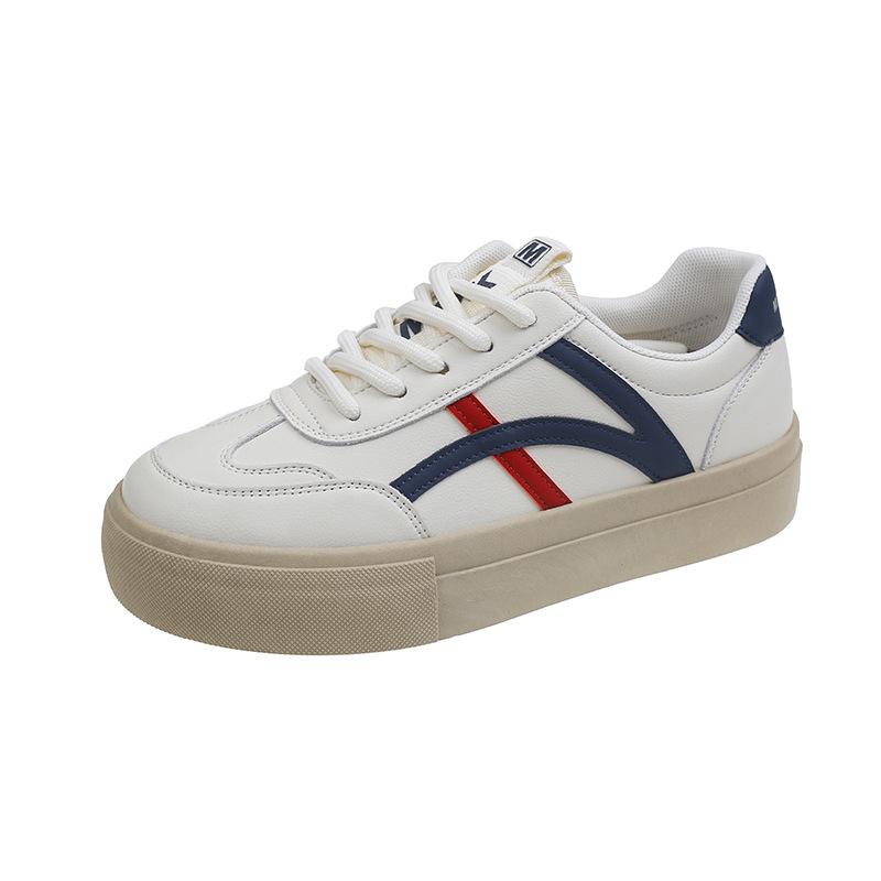 

Кроссовки из натуральной кожи с толстой подошвой, подходящие по цвету, женские весенние новинки, модные повседневные спортивные универсальные белые туфли 35