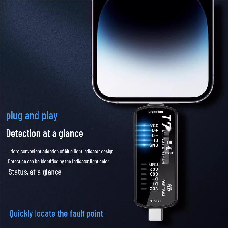 Universal Mobile Tail Plug Tester: Android & Apple Compatibility, No Disassembly Required