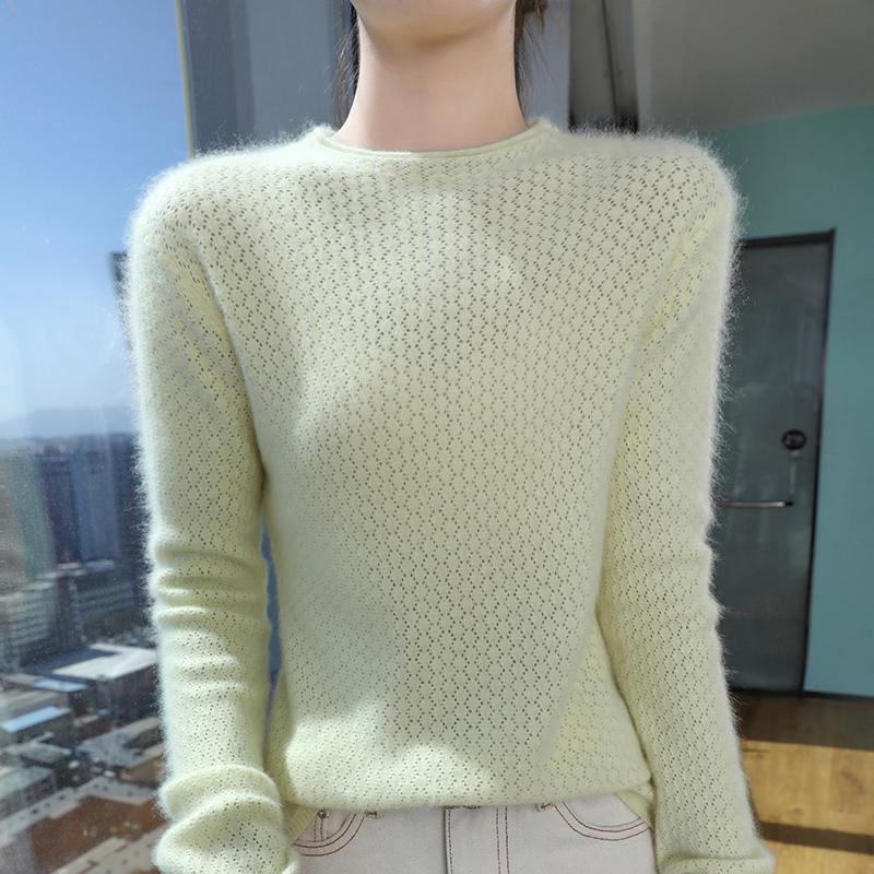 Damen Kaschmirpullover Qinghe Kaschmir 30% Kaschmir 30% Nerz 30% Wolle 10% Nylon Dicker Kaschmirpullover für Damen im Herbst und Winter, weich und warm