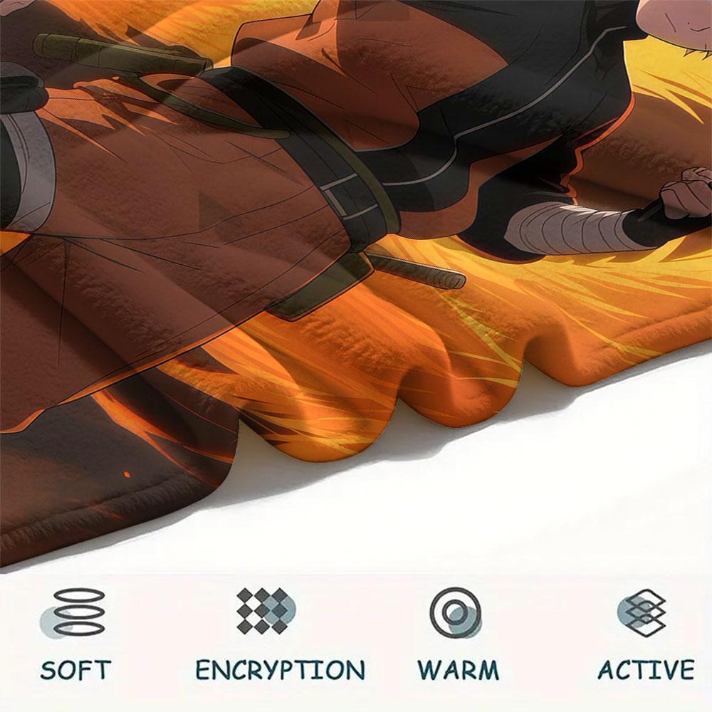 1Pc Naruto Print Flannel Blanket, High quality Comfortable for All Seasons, Home Decor, Warmth and Comfort, Perfect for Christmas Gifts