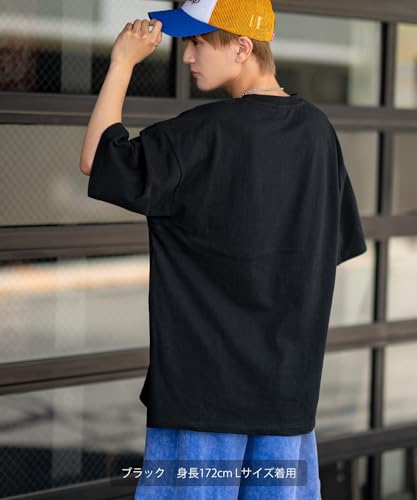 IMPROMES Casual SIDEWAYSTANCE Men's Black Short Sleeve T-Shirt with Thick Embroidered Crown S Logo