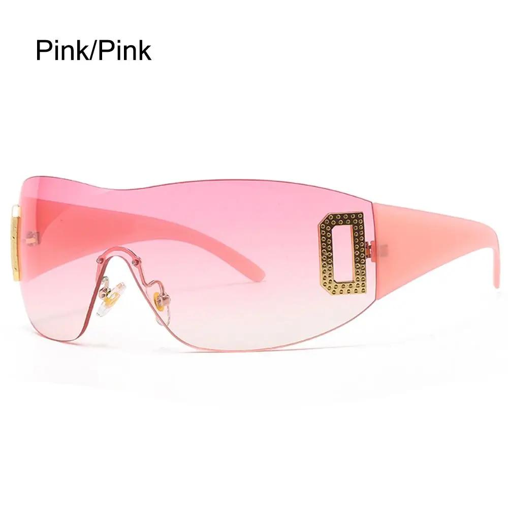 Trendy Frameless Eyewear Jeweled Shades Sport Sunglasses Y2K Sunglasses for Women Wrap Around Punk