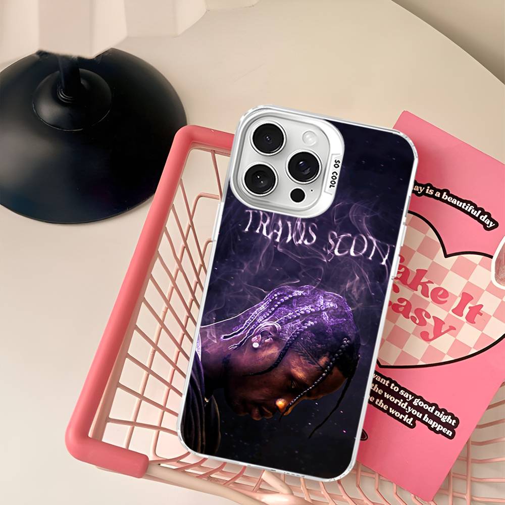 T-Travis S-ScottS Singer For Iphone 15 14 13 Plus 17 16 12 11 Pro Max Matte Colored Silver Luxury Phone Cover
