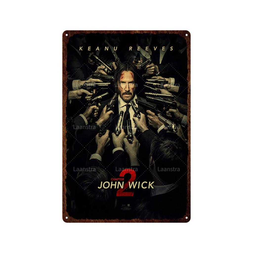 Vintage Movie Poster John Wick Poster Metal Sign Decorative Tin Painting Home Cafe Bar Kraft Poster Wall Sticker Decoration