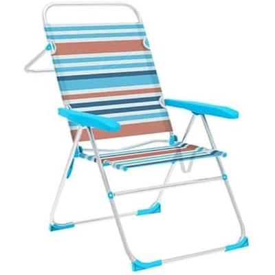 Klappstuhl - Marbueno - Modell 10464 - Aluminium - 5 verstellbare Positionen - Orange-blaue Streifen
