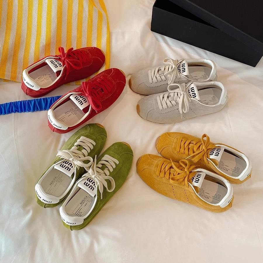 Sheepskin~ Soft Sole Lace-up Light Forrest Gump Shoes Women's Fashion Sports and Leisure Shoes Versatile Leather Retro German Training Shoes Women