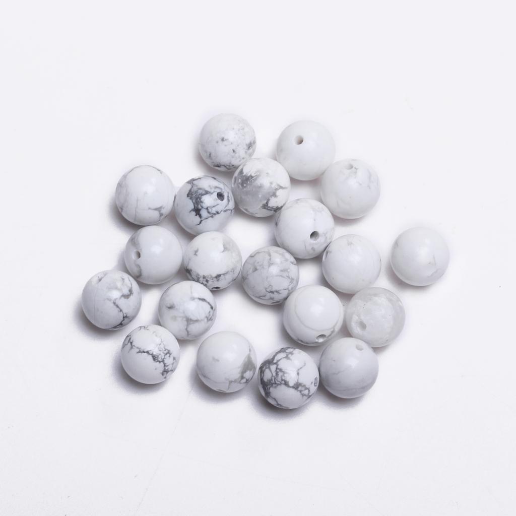 Türkise Halsketten Natursteine DIY Weißer Howlith Zubehör 4/6/8/10/12mm Lose Perlen 40-15 Stück Perlen Rund zur Schmuckherstellung Perlen