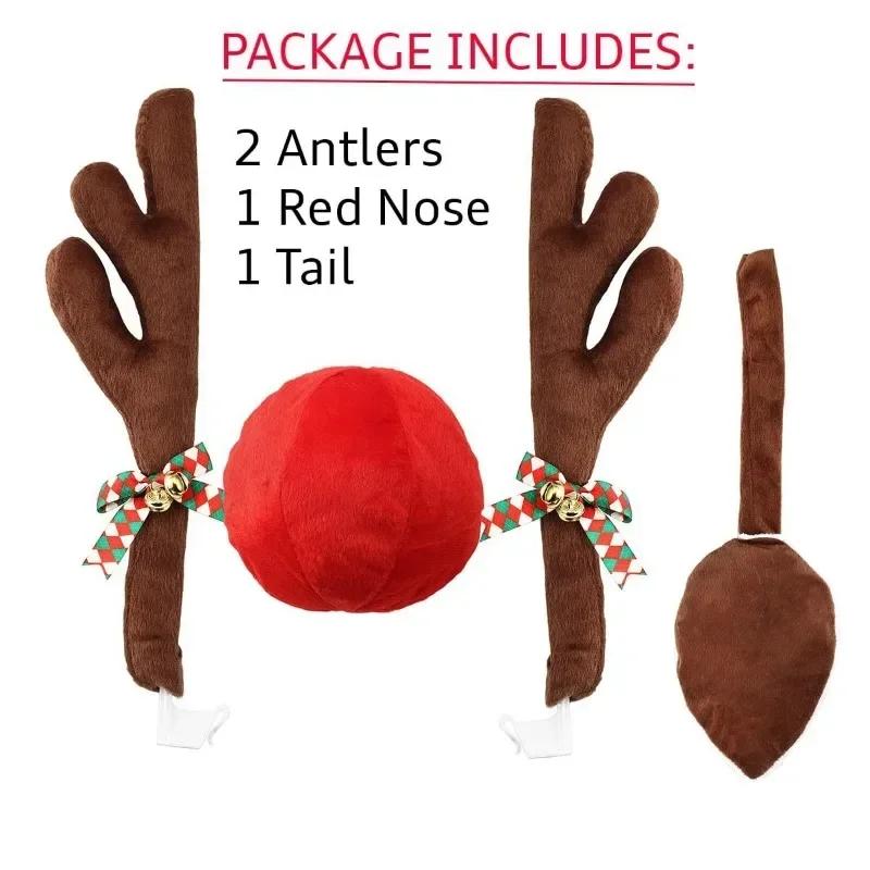 Antlers Nose Horn Car Vehicle Decoration Reindeer Costume Set Truck Ornaments Xmas Holiday Party Gifts Christmas Sika Deer