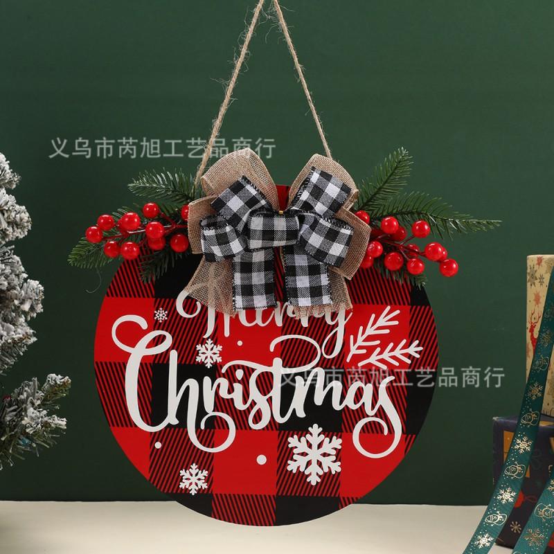 Wooden Round Hanging Sign Christmas Welcome Door Decor Festive Party Wall Ornament Holiday Seasonal Decoration