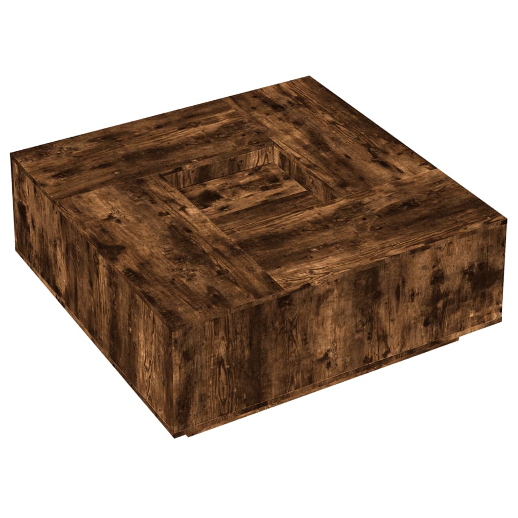 Tavolino Rovere Affumicato 100x100x40 cm Legno Ingegnerizzato