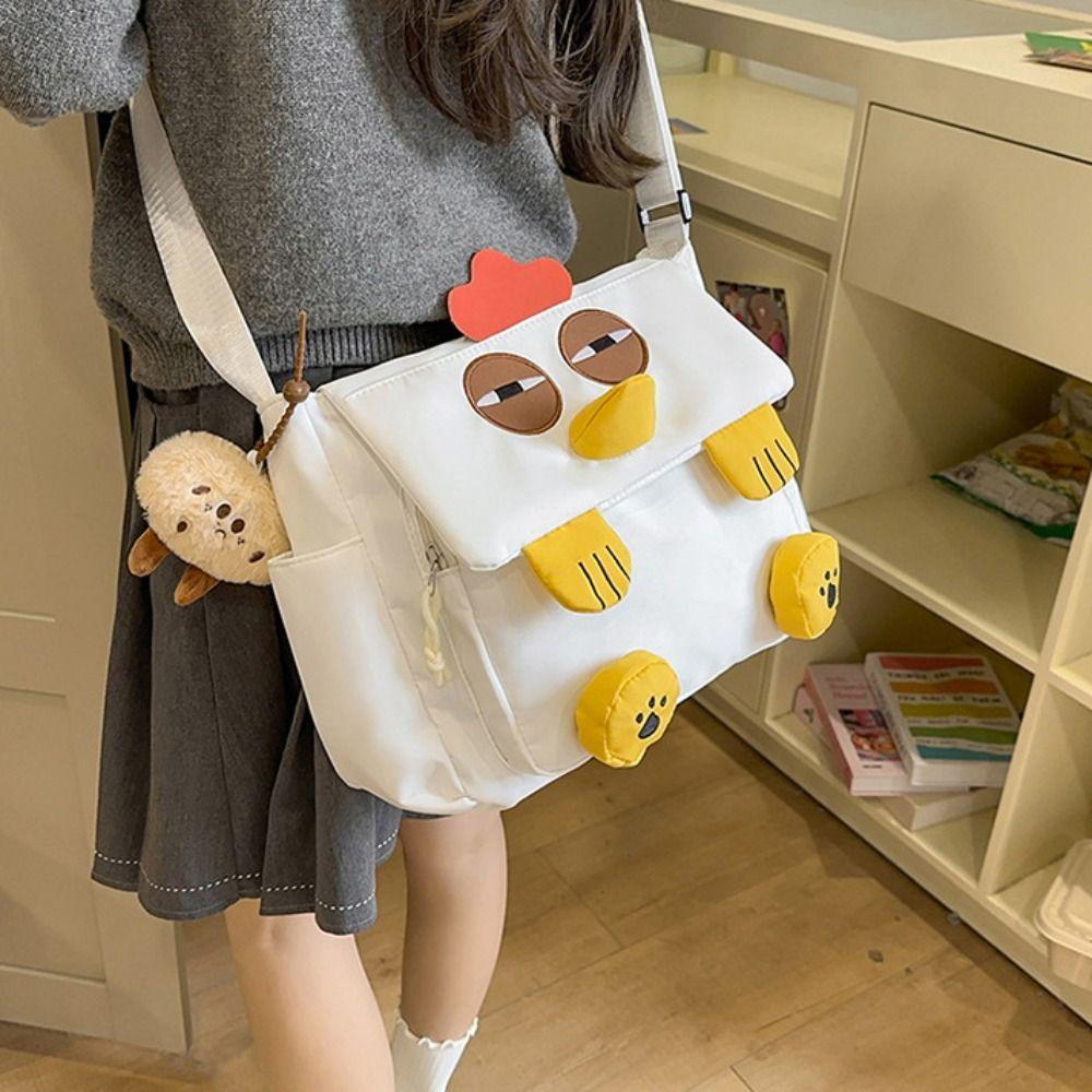 Cartoon Hen Shape School Bag Cute Students Book Bag Fashion Chicken Nylon Shoulder Bag  Travel