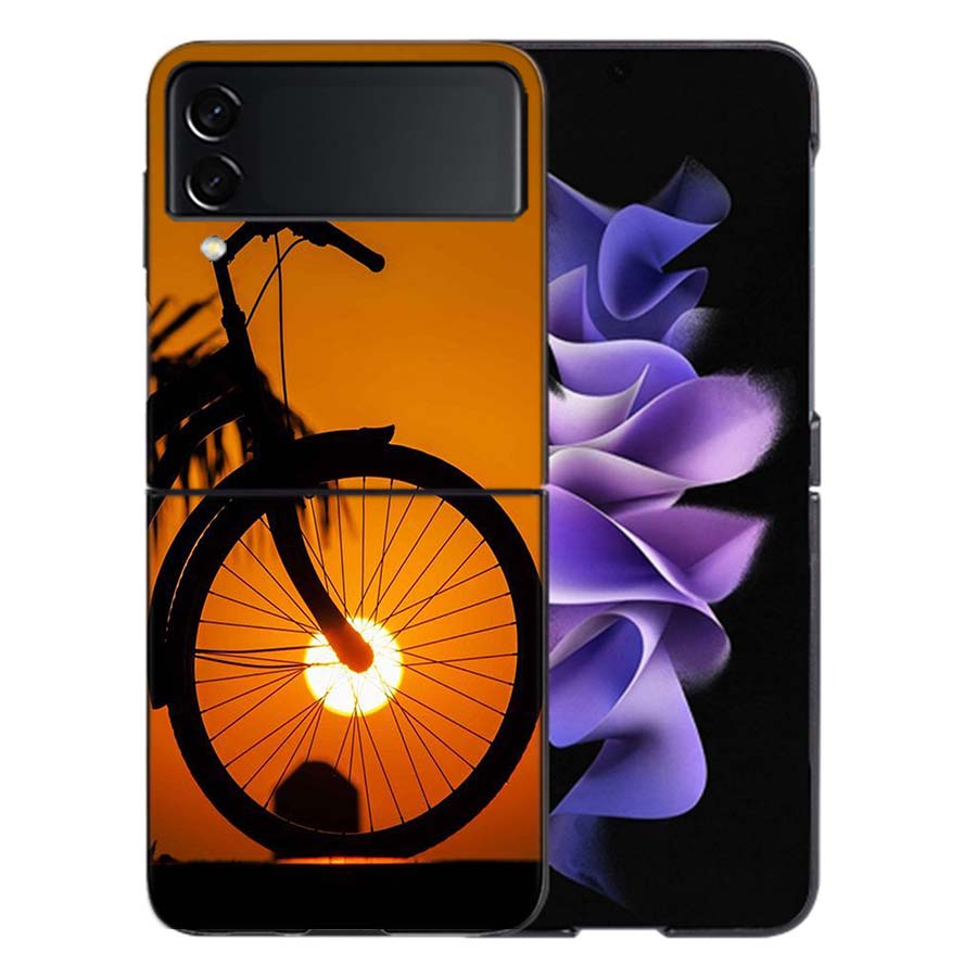 

Beautiful Sunset and My Bicycle Phone Case For Samsung Z Flip 6 7 5G Galaxy Z Flip 5 4 3 5G Cases Shockproof Hard Cover TPU Galaxy Z Flip