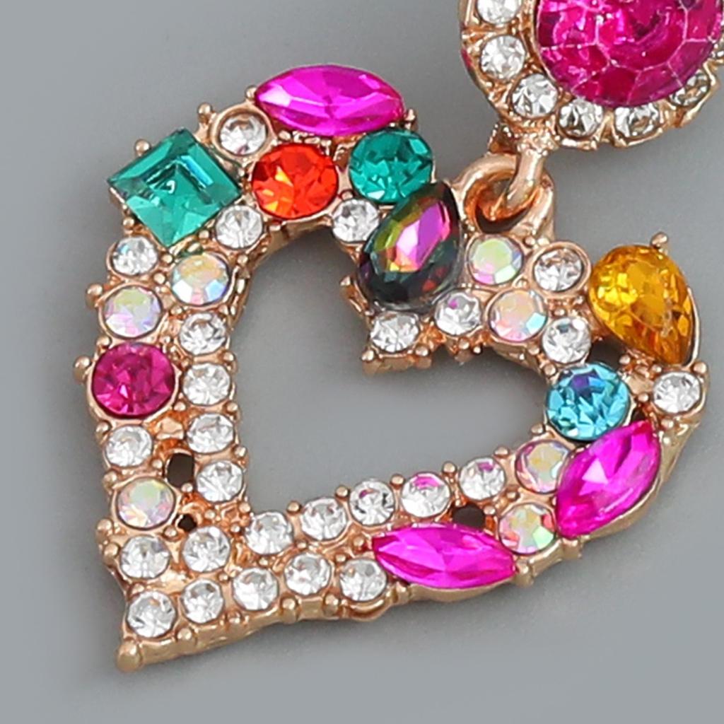 Pinkdudu Fashion 3 Color Rhinestone Heart Drop Earrings Romantic Luxury Multicolor Zircon Love Earring for Women Jewelry PD1323