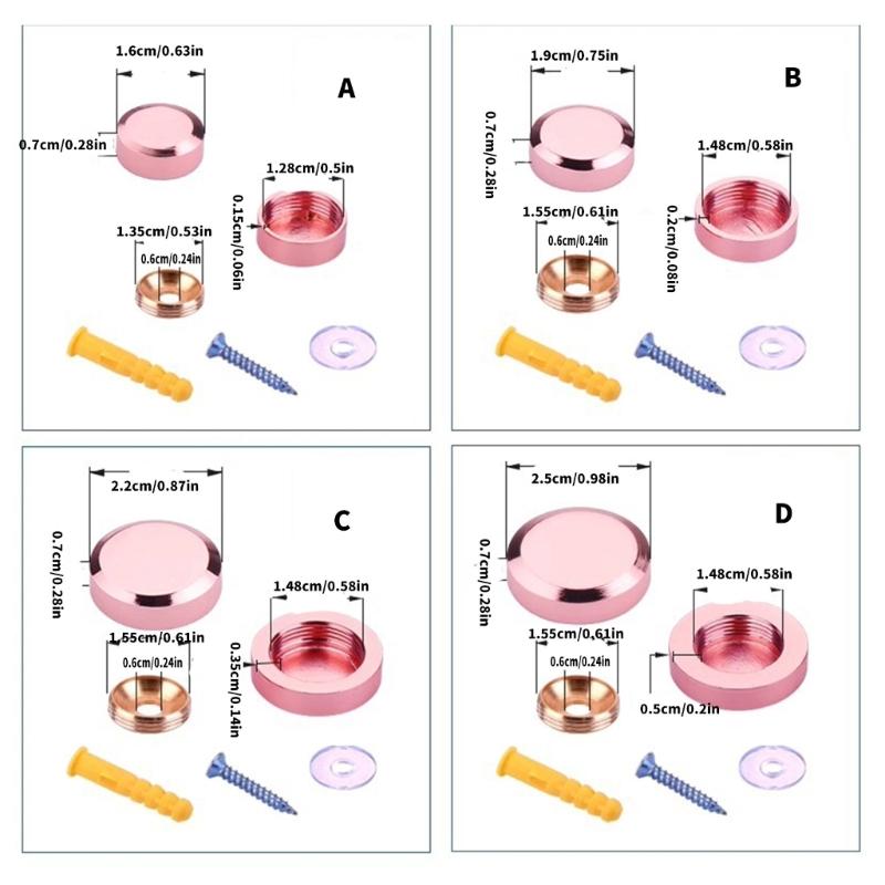 4 Stück Praktische Stabile Messing Roségold Spiegelbefestigungsschrauben Einfache Montage für Innenarchitekten und Enthusiasten