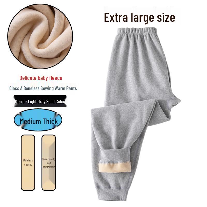 Boys' Warm Plus Velvet Thickened Pants: Medium & Large Sizes, Teen One-Piece for Fall/Winter School Wear