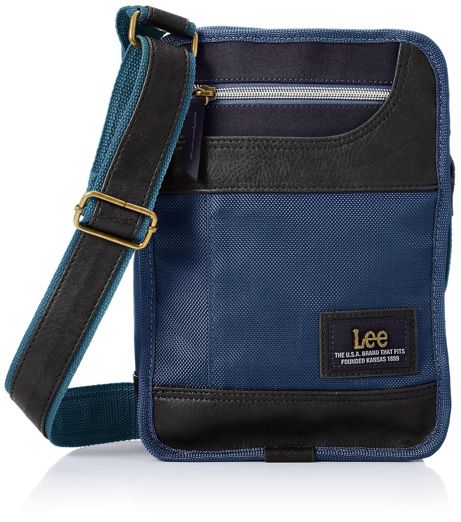 Shoulder metal synthetic leather can hold navy [Lee] bag, lightweight, logo, leather-like included, vertical, 10-inch tablet,