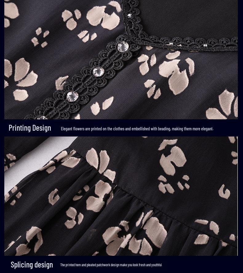 2024 Summer Silk Slim Fit Floral Mid-Length Dress for Women