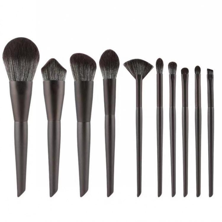 

10Pcs Makeup brush Portable wooden handle eye shadow brush foundation make-up beauty tool чёрный