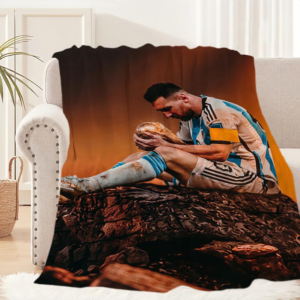 Football Superstar Blanket Plush Nap Sofa rug for Cool-M-Messi-s Living Room Warm Office Bedroom Birthday Home Travel Kid Gifts